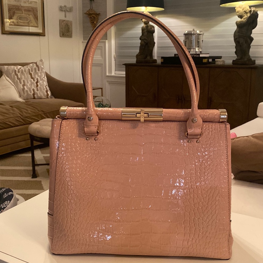 Kate Spade Large Light Pink Croc Handbag. In like new condition.